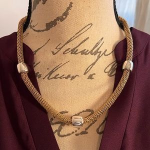 Gold and silver mesh necklace
